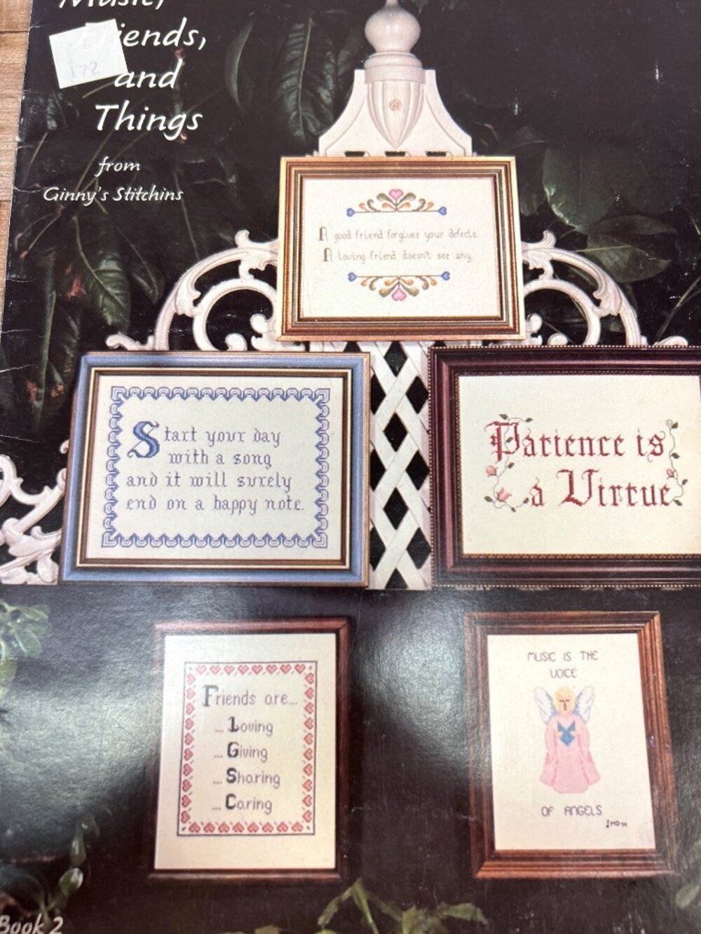 VTG Whimsical Cross-Stitch Pattern Book With Friendship & Inspirational Quotes